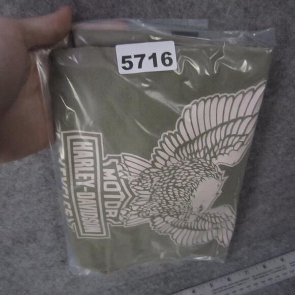 Harley-Davidson Shirt Mens Large Olive Green Eagle Orlando Florida Dealer Biker - Picture 8 of 8
